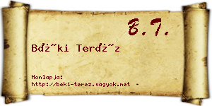 Béki Teréz névjegykártya